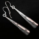 Fine Fashion Earrings Silver Cone Stick Engraved Ohrringe Schmuck Argento ER185