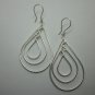 Thai Hill Tribe Earrings Pure Silver Ethnic Triple Oval Hoops Dangle Chandelier