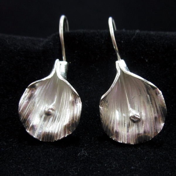 Fine Silver Earrings Ohrringe Schmuck Argento Flowers Butterfly Pea bluebellvine