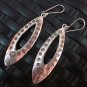 Fine Silver Earrings Hill Tribe Karen argento orecchini oorbellen long Oval Drop