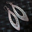 Fine Silver Earrings Hill Tribe Karen argento orecchini oorbellen Flat Long Oval