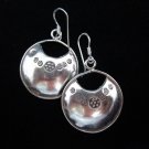 Thai Hill Tribe Earrings Fine Silver Round Luck Money Faith Souvenir Jewelry