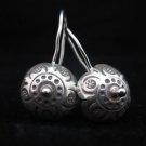 Fine Silver Earrings Ohrringe Schmuck Argento Vintage Tribal Round Engraved