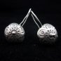 Fine Silver Earrings Ohrringe Schmuck Argento Vintage Tribal Round Engraved