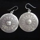 Thai Hill Tribe Earrings Fine Silver vintage charming engrave Round