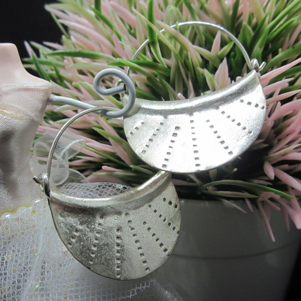 Thai Hill Tribe Earrings Pure Silver Ethnic Huggies Styles Curve R504