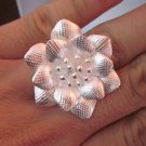 Fine Silver Rings Hill tribe Karen Argento Anello Band Flower Flora polished L24
