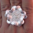 Fine Silver Rings Hill tribe Karen Argento Anello Band blossom bloom Flower L27