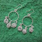 Thai Hill Tribe Earrings Fine Silver Fashions Dangle Hoops 3 nest Balls CS81259