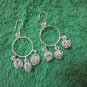 Thai Hill Tribe Earrings Fine Silver Fashions Dangle Hoops 3 nest Balls CS81259