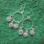 Thai Hill Tribe Earrings Fine Silver Fashions Dangle Hoops 3 nest Balls CS81259