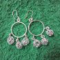 Thai Hill Tribe Earrings Fine Silver Fashions Dangle Hoops 3 nest Balls CS81259