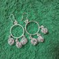 Thai Hill Tribe Earrings Fine Silver Fashions Dangle Hoops 3 nest Balls CS81259