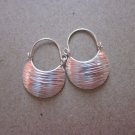 Thai Hill Tribe Earrings Fine Silver Dangle Tiny Half Moon Curve CS316042
