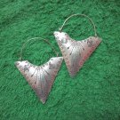 Thai Hill Tribe Earrings Fine Silver Fashions Dangle Triangle Engrave CS9125932