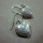 Thai Hill Tribe Earrings Fine Silver Hooks Vintage Hearts Love Engrave CS194601