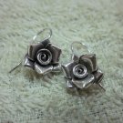 Thai Hill Tribe Earrings Fine Silver Hooks Vintage Rosa Flower Rose CS194604