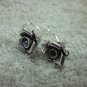 Thai Hill Tribe Earrings Fine Silver Hooks Vintage Rosa Flower Rose CS194604