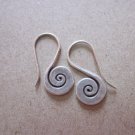Thai Hill Tribe Earrings Fine Silver Vintage Dangle small Spiral Flat CS229401