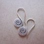 Thai Hill Tribe Earrings Fine Silver Vintage Dangle small Spiral Flat CS229401