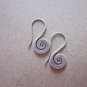 Thai Hill Tribe Earrings Fine Silver Vintage Dangle small Spiral Flat CS229401