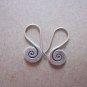 Thai Hill Tribe Earrings Fine Silver Vintage Dangle small Spiral Flat CS229401