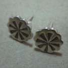 Thai Hill Tribe Earrings Fine Silver STUD Vintage Turbine Engrave CS44605