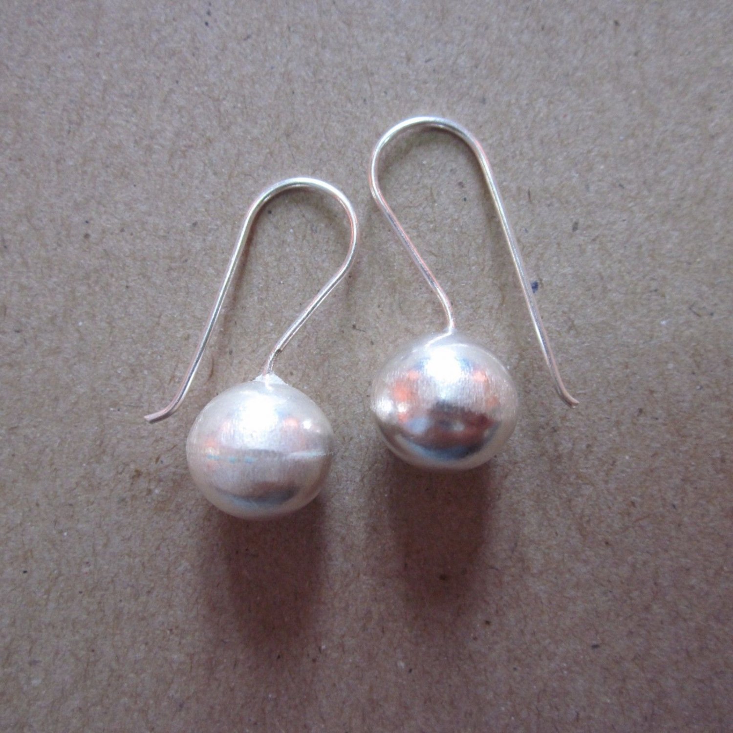 Fine Silver Earrings Karen Vintage Fashions Dangle Plain Hooks Balls CS151259411