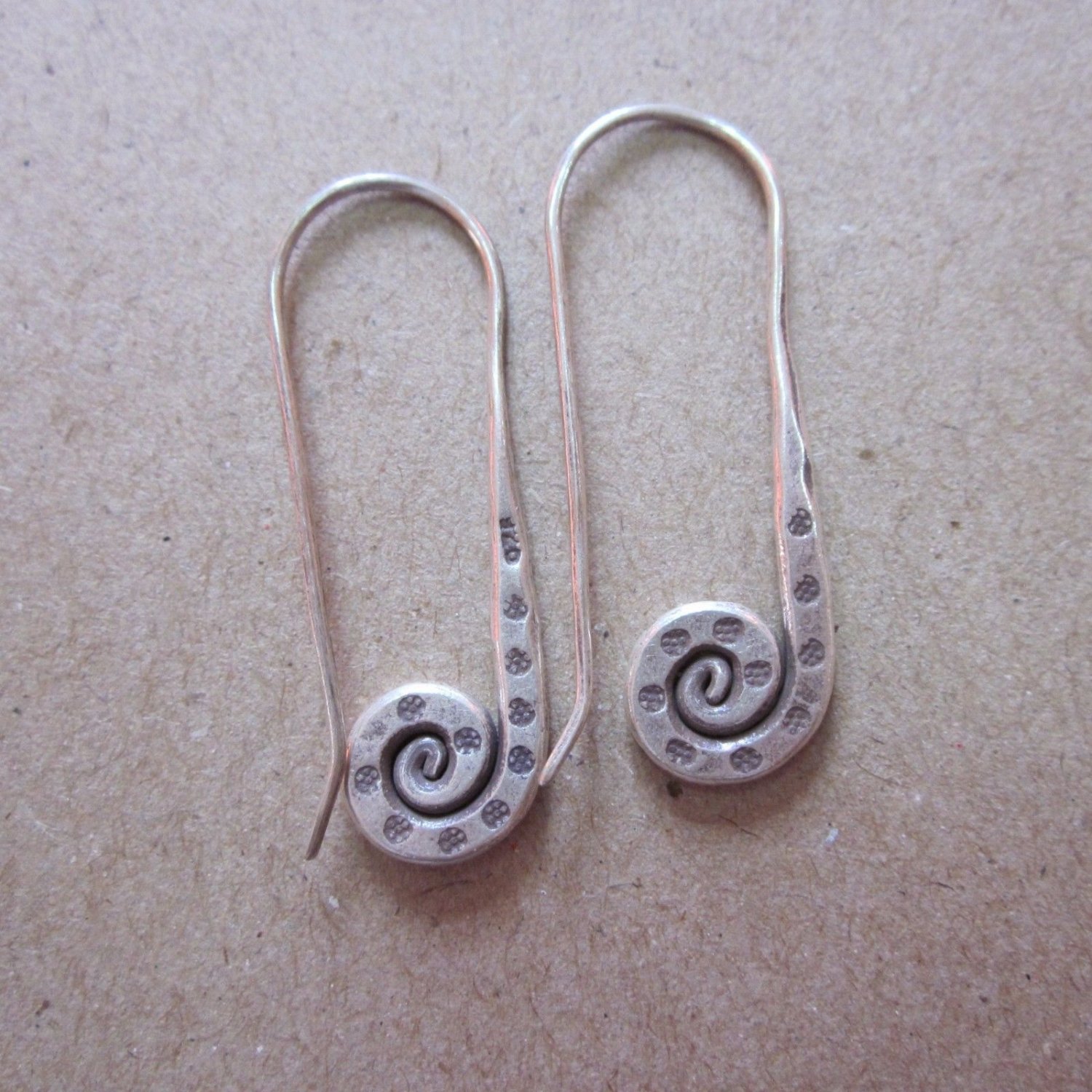Fine Silver Earrings Karen Vintage Fashions Dangle Spiral Polka Dots CS151259433