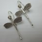 Thai Hill Tribe Earrings Fine Silver Handmade Vintage Dragonfly shape E107