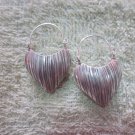 Thai Hill Tribe Earrings Fine Silver Dangle Scratch Hearts CS1716051
