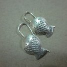 Thai Hill Tribe Earrings Fine Silver Vintage Small Fish Dangle CS214601