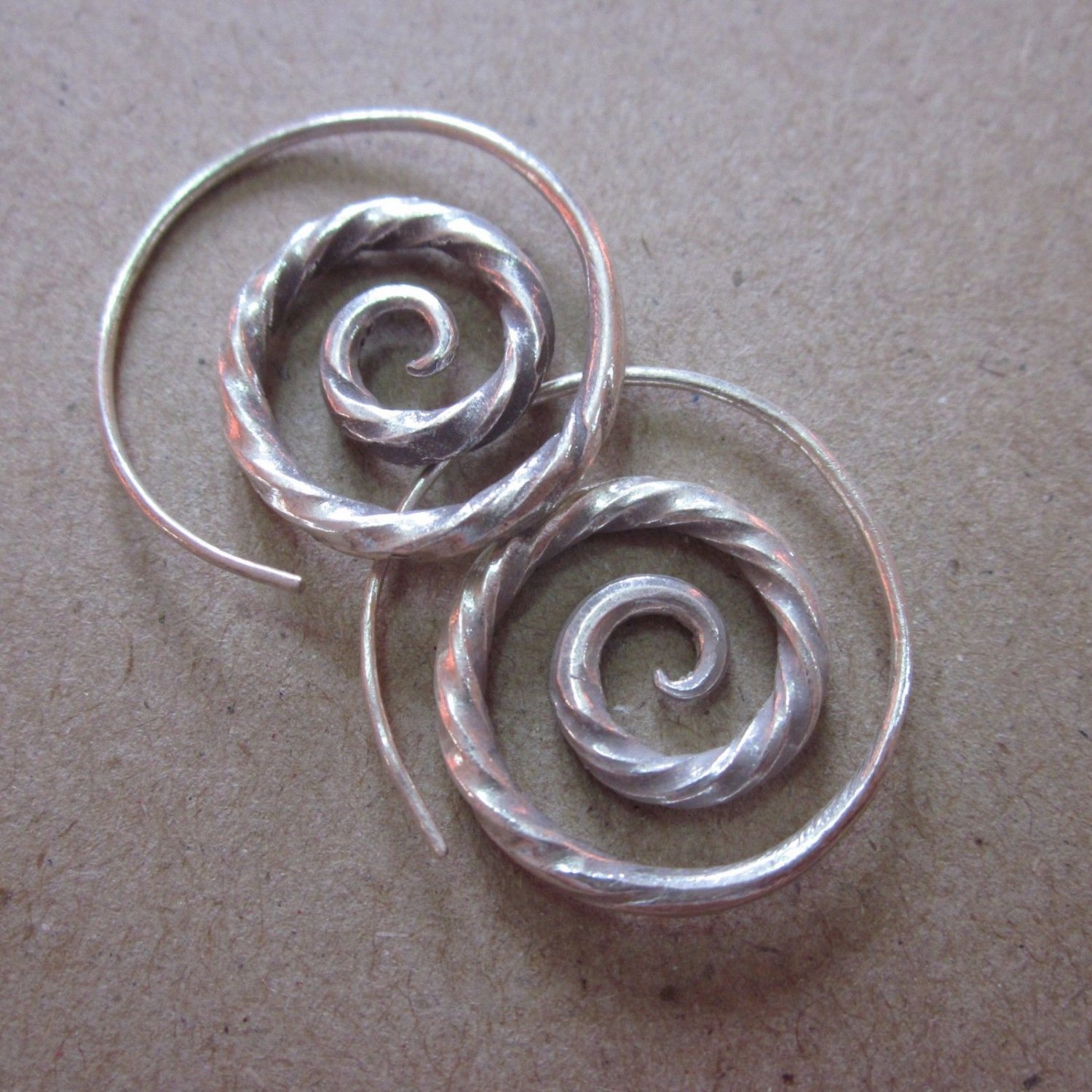 Fine Silver Earrings Karen Vintage Fashions Dangle Twisted Spirals CS15125941222
