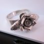 Fine Silver Rings Hill tribe Karen Argento Anello Band Rose Rosa with Leaf L26