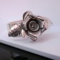 Fine Silver Rings Hill tribe Karen Argento Anello Band Rose Rosa with Leaf L26