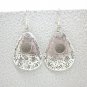 Thai Hill Tribe Earrings Fine Silver Floral Lotus Drop Dangle Vintage Craft