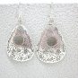 Thai Hill Tribe Earrings Fine Silver Floral Lotus Drop Dangle Vintage Craft