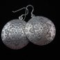 Thai Hill Tribe Earrings Fine Silver Kuchi Flower engrave Vintage Circle
