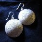Thai Hill Tribe Earrings Fine Silver Kuchi Flower engrave Vintage Circle