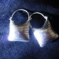 Thai Hill Tribe Earrings Fine Silver Purse shaped Line design Square