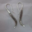 Thai Hill Tribe Earrings Fine Silver Fern leaf المجوهرات أقراط فضة ER102