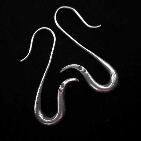 Thai Hill Tribe Earrings Fine Silver Snake Delicate New Ohrringe Silber ER154