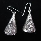 Thai Hill Tribe Earrings Fine Silver Handmade tube shape spiral flower