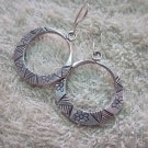 Thai Hill Tribe Earrings Fine Silver Hoop Round Flowers Engrave CS2216051