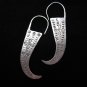 Fine silver earrings Hill tribe Thai karen Handmade Fang shaped Tusk engraved