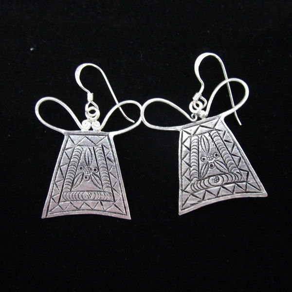 Fine Silver Earrings Ohrringe Schmuck Argento Art drop dangle Thai Heart Lock