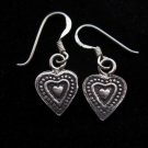 Thai Hill Tribe Earrings Fine Silver Ohrringe Vintage Flat Heart mind plane