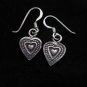 Thai Hill Tribe Earrings Fine Silver Ohrringe Vintage Flat Heart mind plane
