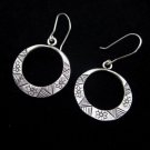 Thai Hill Tribe Earrings Fine Silver Hook Disc Round Ohrringe الأقراط ER167