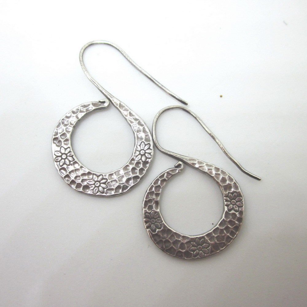 Thai Hill Tribe Earrings Fine Silver Classic Stylish Stunning Hammered
